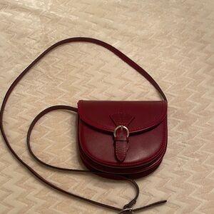 Vintage Vera Pelle red genuine Italian leather cross body saddle bag